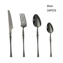 24pcs/lot Korean Food Portable Cutlery 304 Stainless Steel Table Fork Knife Spoon Dinner Set Dinnerware Gold Tableware Sets