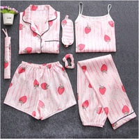 7 Pieces Womens Silk Satin Pajamas Sets Pyjamas Set Sleepwear Pijama Pajamas Suit Female Sleep Two Piece Set Loungewear