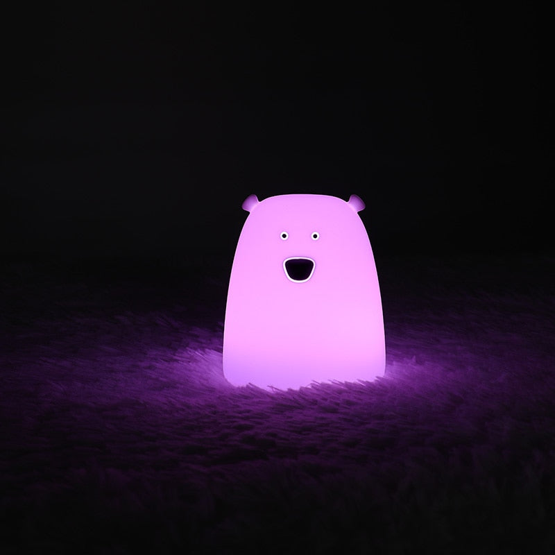 Cute Bear LED Night Light Decoracion Lampara De Noche Ddormitorio Baby Kids Bedside Lamp Silicone Touch Sensor Tap Control
