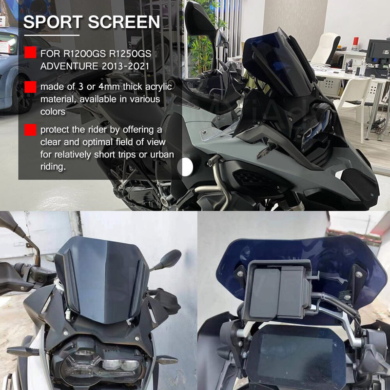 Parabrisas para BMW R1200GS R1250GS Adventure 2013-2021 2022 R1200 GS R1250 motocicleta deporte parabrisas Deflector de viento Protector