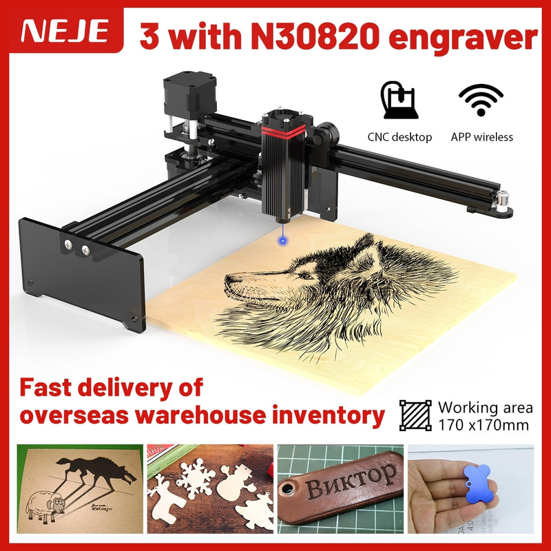 Grabador láser NEJE 3 40W, cortador/impresora láser CNC de salida de 5,5-7,5 W, máquina de grabado y corte de enrutador de madera 3D