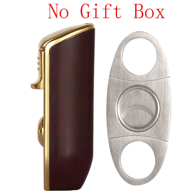 3 Jet Torch Flame Cigar Lighter Sharp Cigars Cutter Set Metal Lighters Stainless Cutters Portable Gadgets W/ Cigars Punch