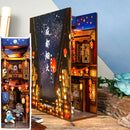 Cutebee DIY Bücherecke Miniaturen Regaleinsatz Buchstütze Puppenhaus Modell Roombox Bausatz Holz Bücherregal Spielzeug Geschenke 3D Haus