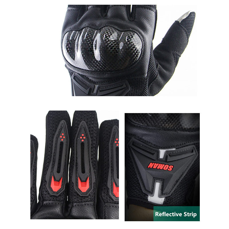 SOMAN Motorcycle Gloves Carbon Fiber Leather Moto Riding Gloves Men Motorbike Protective Gears Motocross Gants Moto Luvas MG19