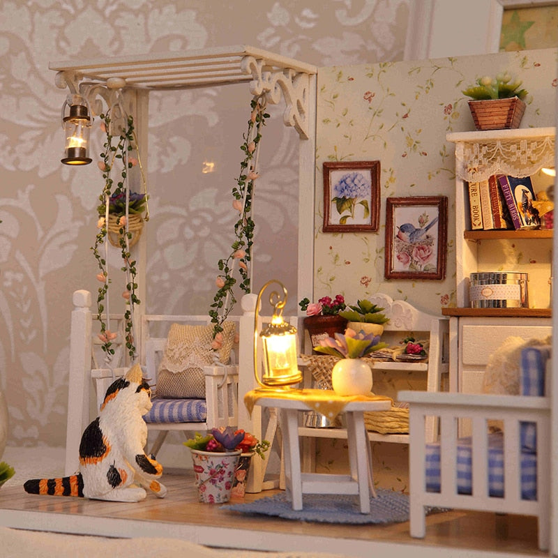 CuteBee Miniatur-Möbel für Puppenhaus-Zubehör, Mini-Haus, Spielzeughaus, DIY-Puppenhaus-Kit, Geschenk für Mädchen, Freunde, Kinder