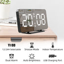 Mirror Digital Alarm Clock LED Electronic Temperature Wall Table Snooze Clocks USB Multifunction Watch Nightlight Home Office