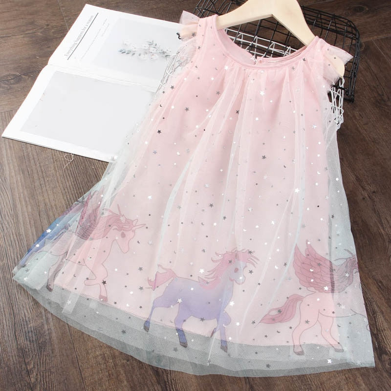 Bear Leader Girls Princess Dress New Summer Kids Party Dresses Elegant Unicorn Embroidery Dress Children Clothing Vestidos 3 7Y