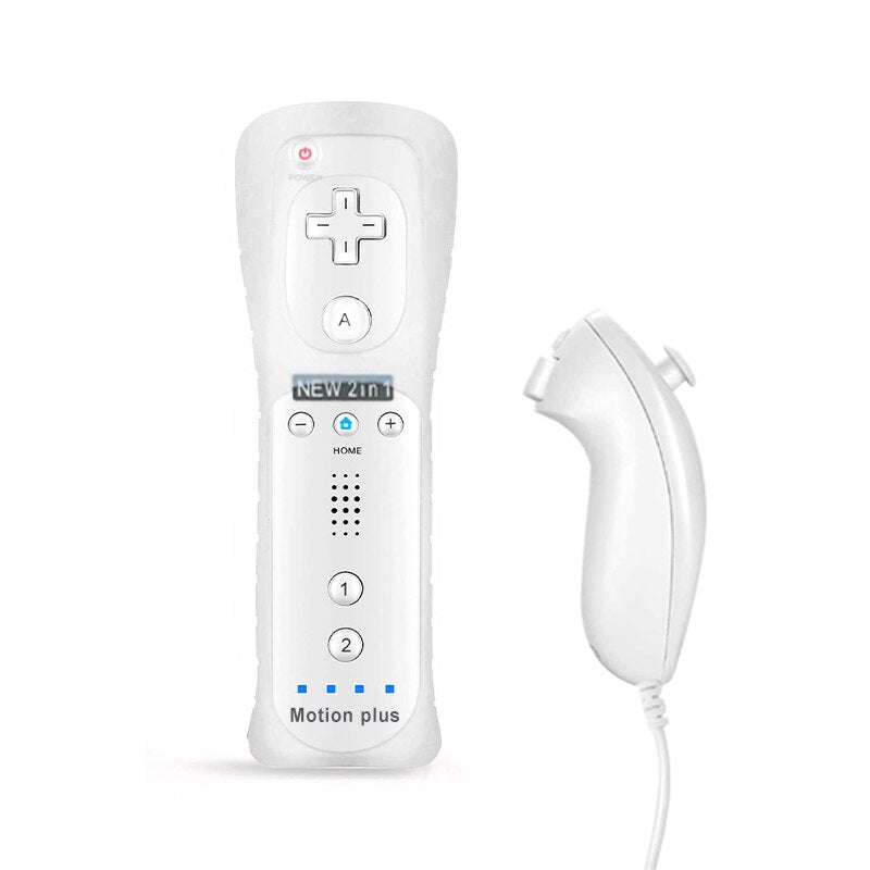 2 in 1 Wireless Remote Controller für Nunchuk Nintendo Wii Integriertes Motion Plus Gamepad mit Bewegungssensor aus Silikonhülle