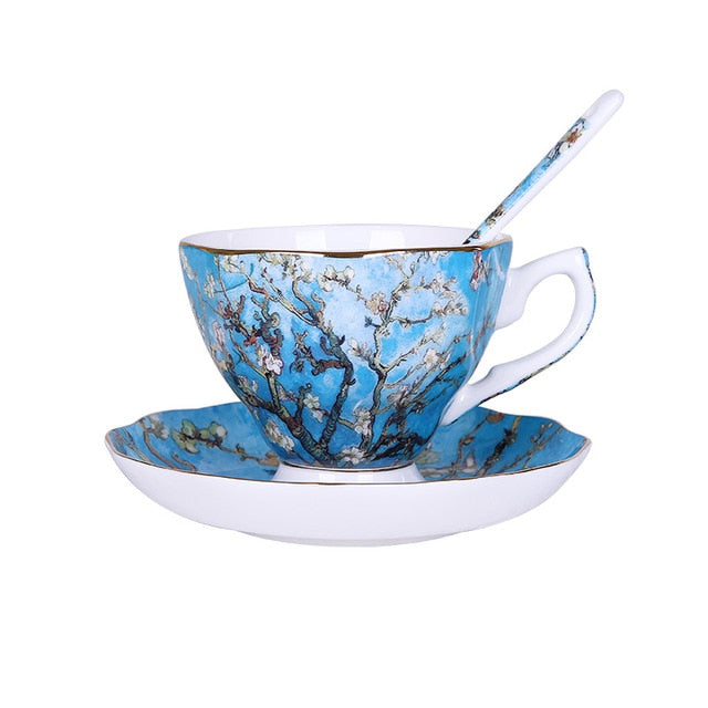 Las nuevas tazas de café con pintura artística de Van Gogh, los girasoles de la noche estrellada, el sembrador, lirios, tazas de té y café de Saint-Remy