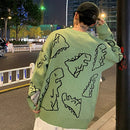 Oversize Sweater Women 2021 Y2K Autumn Winter Sweater Couple Dinosaur Loose Pullovers 90s Green Long Sleeve Knitted Jumper Women