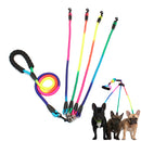 New Rainbow Multi Dogs Leash Nylon Detachable Pet Lead Foam Handle 1 Leash for 2 or 3 or 4 Dogs Round Traction Rope Dog Supplies