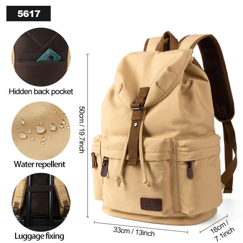 Mochila de lona TANGHAO, mochila informal Vintage Unisex, mochila para portátil de 17 pulgadas con puerto de carga USB, mochila para estudiante Mochia
