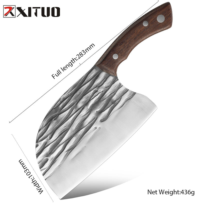 XITUO Superior Professional Handmade Forged Carbon Steel Chef Kitchen Slicing Chopping Kitchen Knife Traditional Cooking Tools