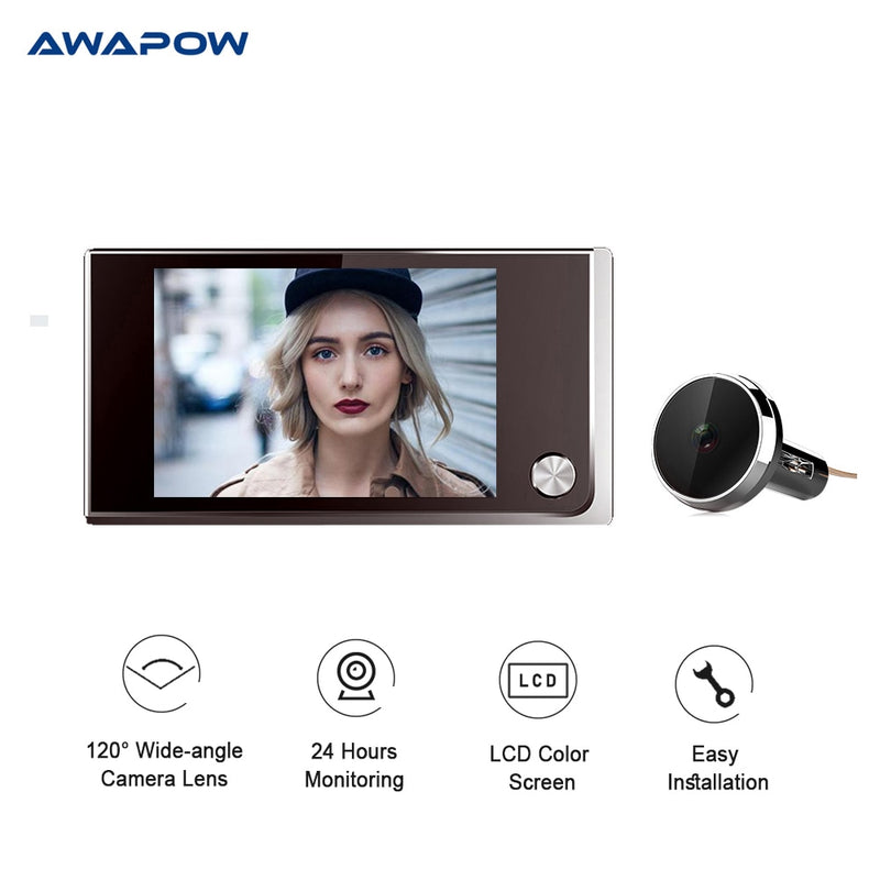 Awapow 3,5 Zoll Video Türklingel 120 Grad Guckloch Viewer Videoauge Türklingel Smart Home Außenkamera Monitor Visuelle Türklingel