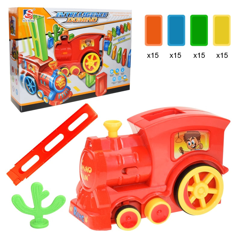 Kinder Domino Zug Auto Set Sound Licht Automatische Verlegung Domino Ziegel Bunte Dominosteine ​​​​Blöcke Spiel Pädagogisches DIY Spielzeug Geschenk