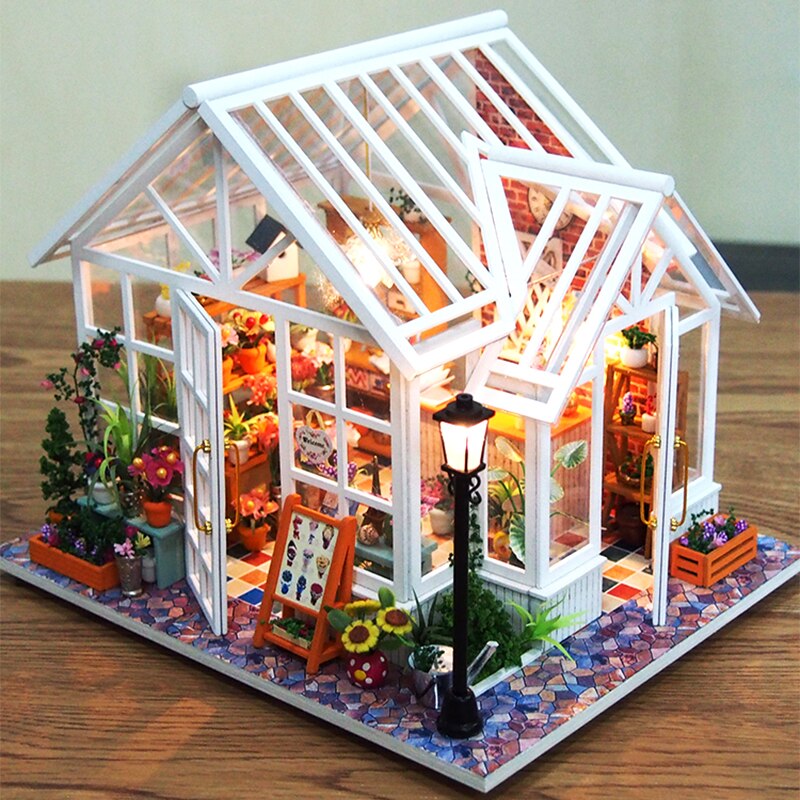 CUTEBEE DIY Dollhouse Wooden Miniature Mini Doll House with Garden to Build Furniture Kit Casa Toys for Children Birthday Gift