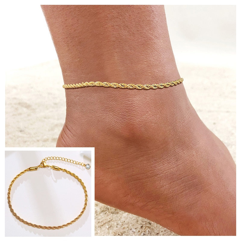 Snake Chain Anklet for Women Girls Adjustable Summer Beach Chain Anklet Bracelet Mother&