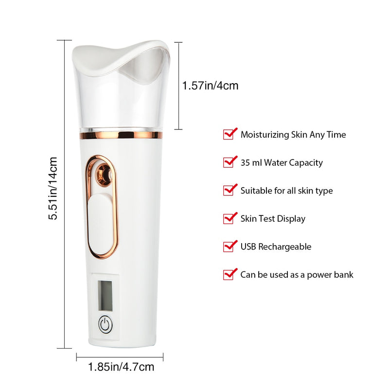 Nano Mist Sprayer Facial Hidratante Belleza Vaporizador Instrumento Carga USB Dispositivo de atomización facial portátil Herramienta de belleza