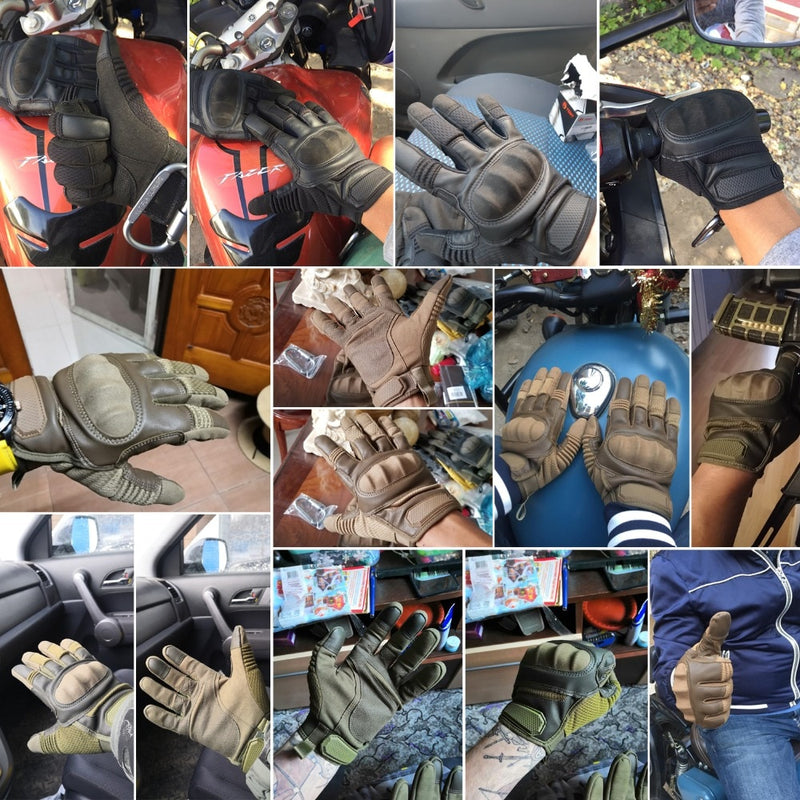 Guantes tácticos de cuero PU pantalla táctil carcasa dura guante de dedo completo ejército militar combate Airsoft conducción bicicleta mitones hombres