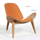 Sillas de sala de estar con respaldo de madera maciza nórdica, sillón de ocio perezoso, muebles para el hogar, silla de cuero moderno para sofá individual