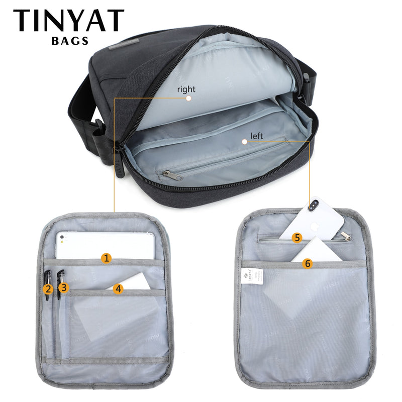 TINYAT Men&#39;s Shoulder Bag Nylon Men Business Shoulder bag 9.7&quot;pad Briefcase Waterproof Nylon Canvas Crossbody Bags Men&#39;s bags