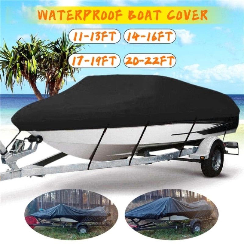 Yacht Boat Cover 11- 22FT Barco Boat Cover Anti-UV impermeable Heavy Duty 210D Marine Trailerable Canvas Boat Accessories