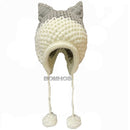 BomHCS Cute Fox Ears Beanie Winter Warm 100% Gorro de punto hecho a mano
