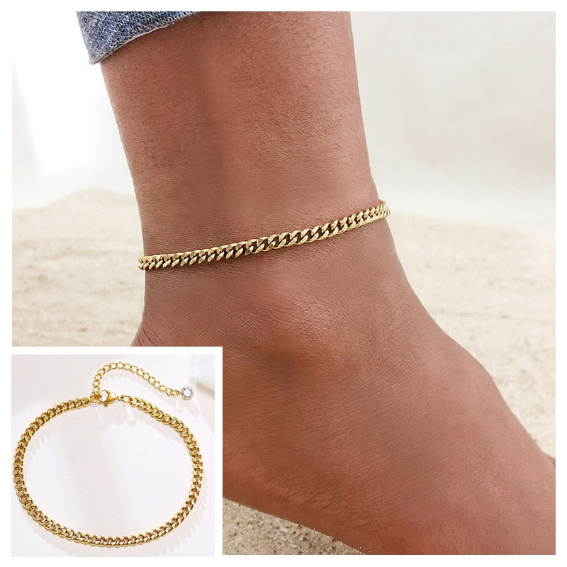 Snake Chain Anklet for Women Girls Adjustable Summer Beach Chain Anklet Bracelet Mother&