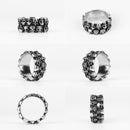 Stainless Steel Man Men Rings Punk Rock Gothic HipHop Domineering Multiple Skull Carving for Biker Male Boy Fashion Jewelry Gift