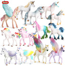Oenux Classic Mythical Rainbow Pegasus Simulation Animal Original Fairy Tale Fly Horse Action Figures Model PVC Educational Toys