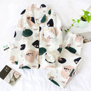 Pantalones de manga larga de otoño e invierno de nuevo estilo japonés, algodón de aire de algodón puro, pijamas cálidos para mujer, ropa de dormir de servicio a domicilio