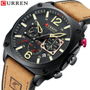CURREN Marke Luxus Herren Braun Quarz Armbanduhren für Herren Leuchtende Chronograph Zifferblatt Leder Uhr Lässige Sportuhr