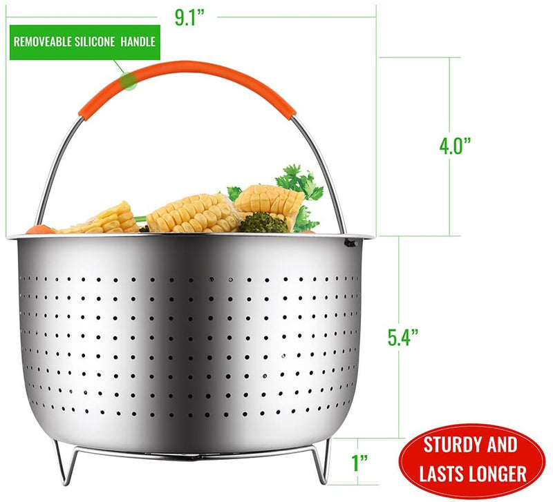 304 Stainless Steel Rice Cooking Steam Basket 3/6/8 Quart Pressure Cooker Anti-scald Steamer Multipurpose Fruit Clean Baskets