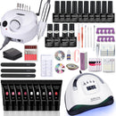 Juego de uñas Juego de manicura con 114W/120W/54W Lámpara de uñas LED 35000RPM Taladro de uñas 20/10 Color Poly Extension Nail Gel Set