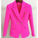 HIGH STREET Newest 2022 Designer Jacket Fashion Women's Classic Slim Fitting Double Breasted Lion Buttons Blazer Baby Blue