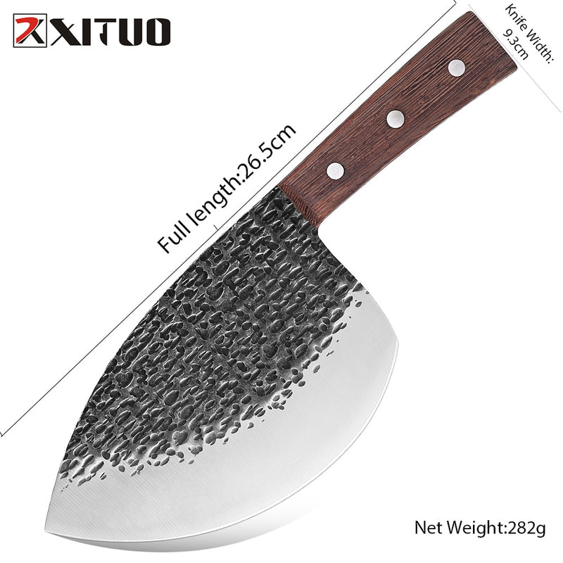 XITUO Superior Professional Handmade Forged Carbon Steel Chef Kitchen Slicing Chopping Kitchen Knife Traditional Cooking Tools