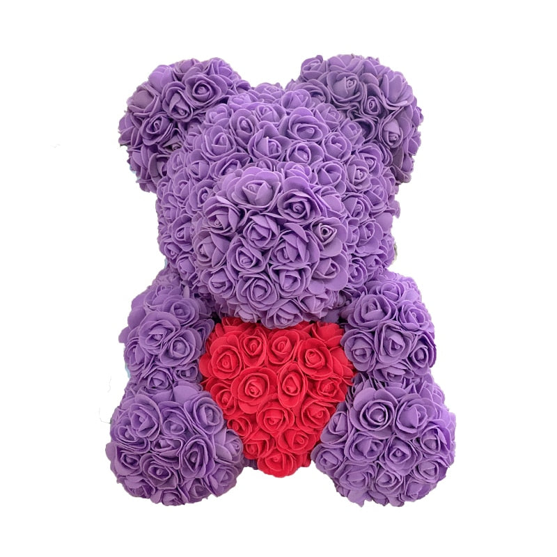 Gifts for Mom Rose Bear 25Cm/40Cm Artificial Flowers Rose Teddy Bear Wedding Anniversary Birthday Gifts for Her Girlfriend Women