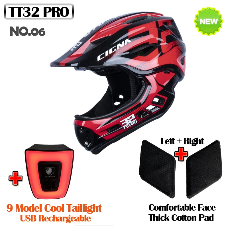 Detachable Kids Cycling Helmet with light Full Face Child Helmet Pro Protection MTB Downhill Bike Helmet Sports Safety Equipment