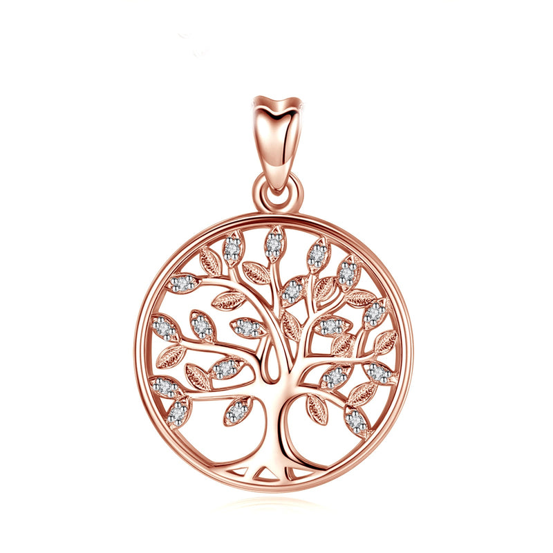 EUDORA 100% 925 Sterling Silver Tree of Life Pendant Necklaces with AAA Zircon Women Fashion Jewelry Gift For Girl Birthday D170
