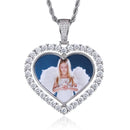 D&Z Custom Made Photo Rotating Heart Shape Double-sided Pendant Necklace 4mm Tennis Chain Zircon Men's Hip hop Jewelry