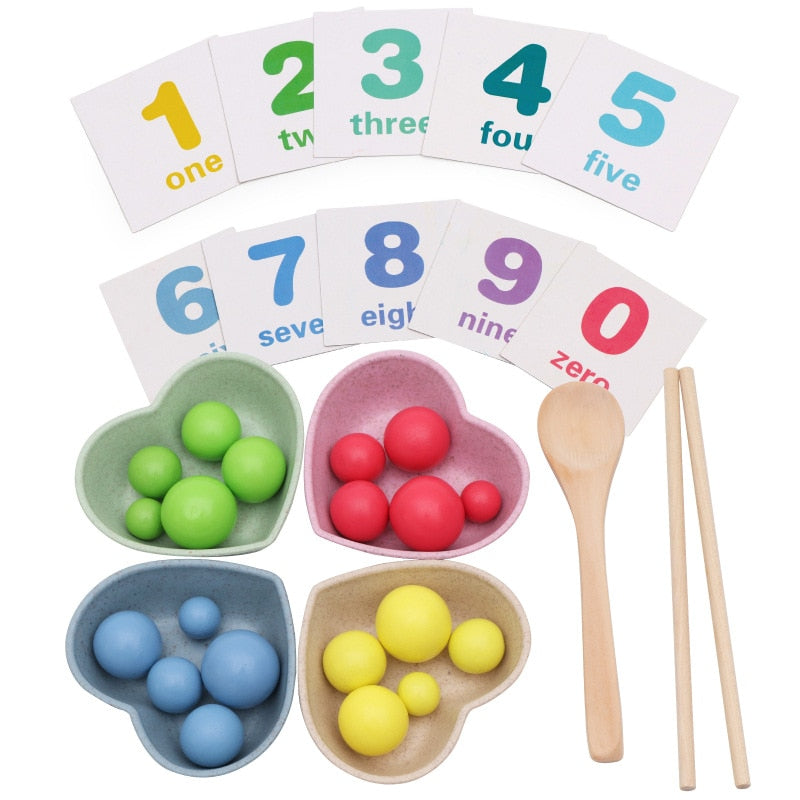 Montessori Educational Wooden Toys Training Clip Ball Sorters Toys For Children 2-6 Years Activity Board Fishing Game Baby Toys