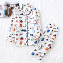 Pantalones de manga larga de otoño e invierno de nuevo estilo japonés, algodón de aire de algodón puro, pijamas cálidos para mujer, ropa de dormir de servicio a domicilio