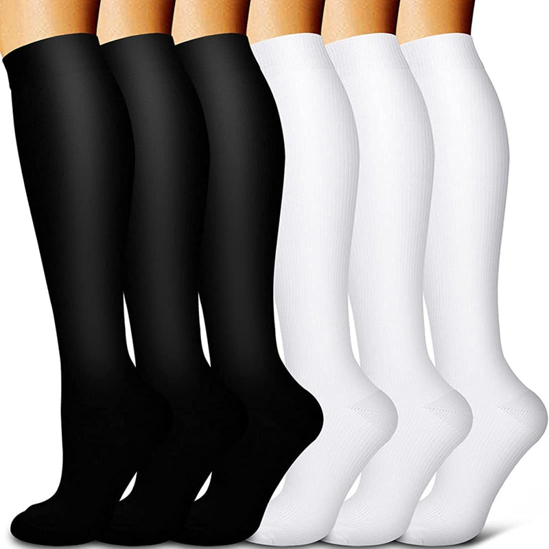 5/6 pares de calcetines de compresión para hombres y mujeres, recuperación de la circulación, venas varicosas, enfermería, viajes, correr, senderismo, calcetines deportivos