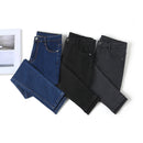 Jeans for woman high waist  full Length skinny pencil black blue Denim pants 100kg