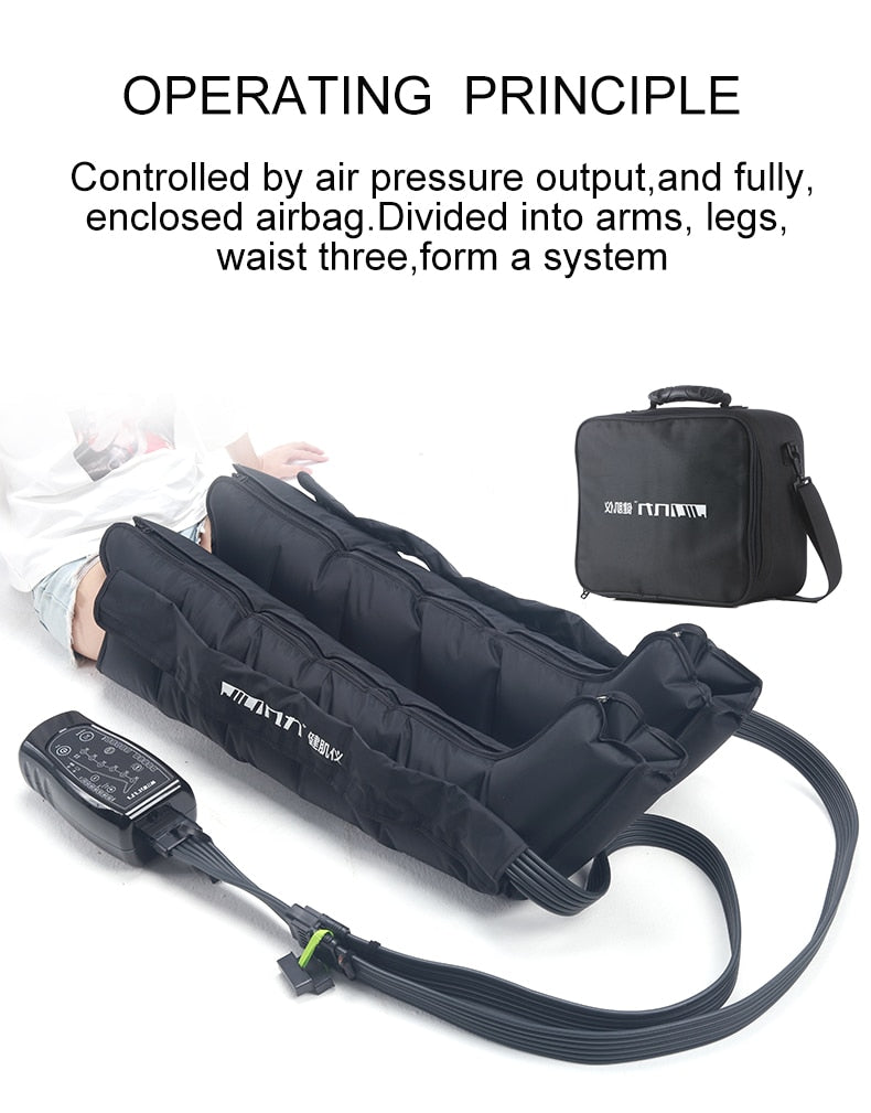 Presoterapia compresión de aire pierna masajeador de pies vibración terapia infrarroja brazo cintura neumática máquina de presión de ondas de aire