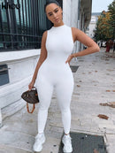 Kliou nuevo mono mujer elástico alto casual fitness deportivo mamelucos sin mangas cremallera activewear skinny traje de verano