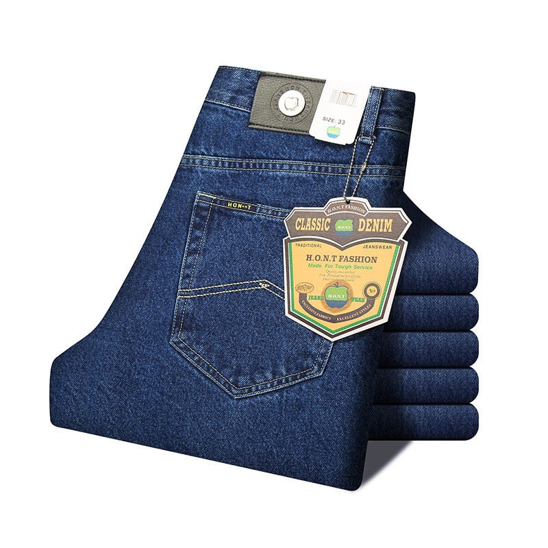 Männer Business Jeans Klassische Frühling Herbst Männliche Baumwolle Gerade Stretch Marke Denim Hosen Sommer Overalls Slim Fit Hose 2021