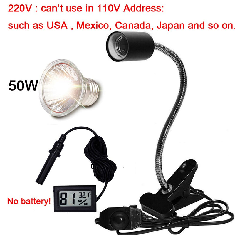 UVA+UVB 3.0 Reptilienlampen-Set mit aufsteckbarer Lampenfassung und Thermometer-Hygrometer Schildkröten-Schildkröten-Wärmelampen-Set