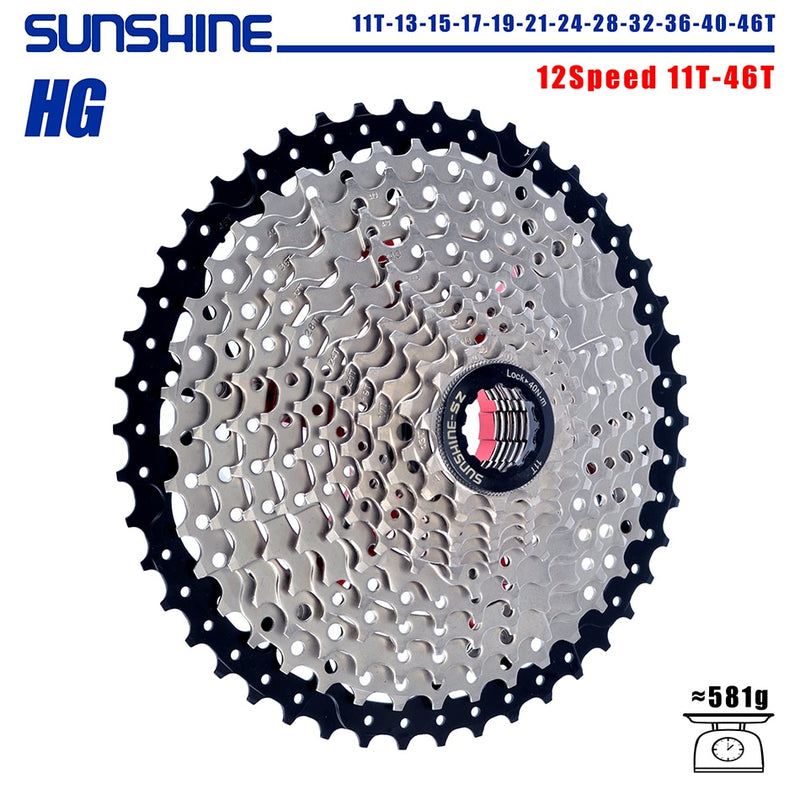 SUNSHINE Bicycle Cassette 8/9/10/11/12Speed Freewheel 32/36T/40T/42T/46T/50T/52T Sprocket HG Structure Flywheel For SHIMANO/SRAM