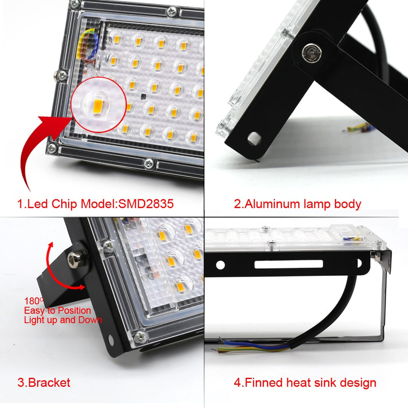 2Pcs 50W 100W LED Floodlight LED Spotlight 220V LED Grow Light PhytoLamp Streetlight Full Spectrum Lamp For plant growth lamp